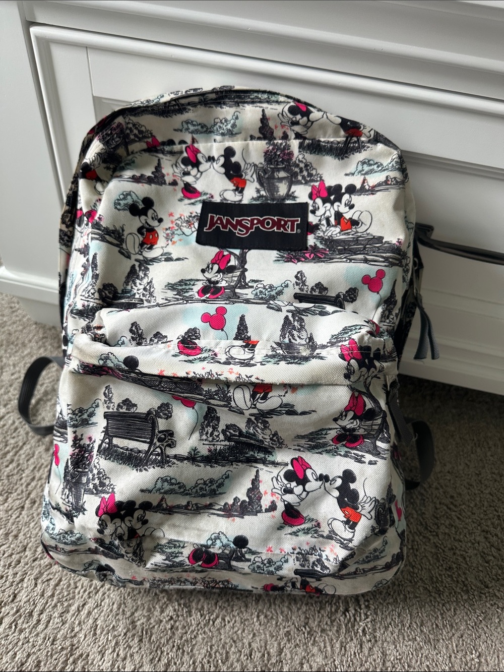 Disney Mickey and Minnie Mouse Jansport Backpack black and white/ contrast